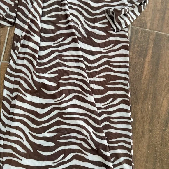 STAUD Brown and White Zebra Long Sleeve Dress - Picture 3 of 6